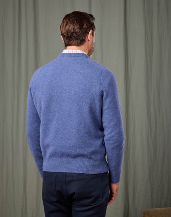 Lambswool V Neck Jumper - Blue