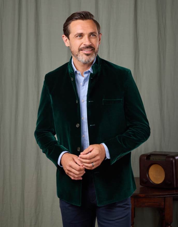 Velvet Nehru Jacket - Bottle Green