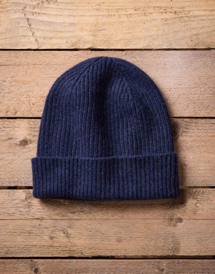 Cashmere Beanie Hat - Navy