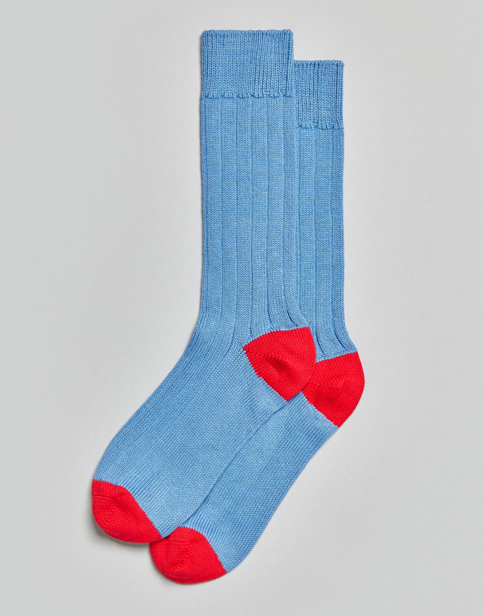 Heel & Toe Socks - Cornflower/Red