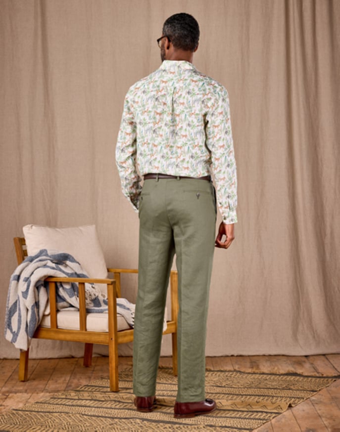 Linen Suit Trousers - Olive