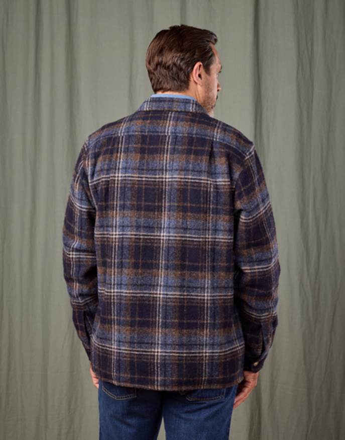 Wool Overshirt - Navy/Brown Check