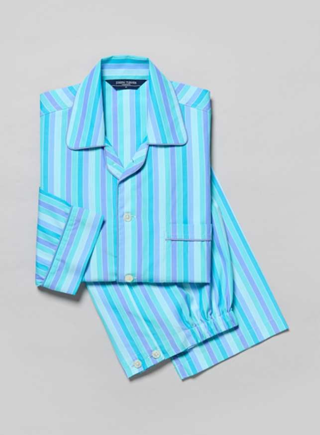 Pyjamas - Blue/Aqua Stripe (fine)