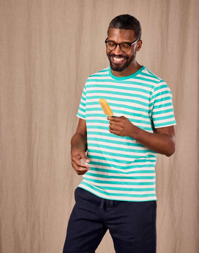 Printed Stripe T Shirt - Green