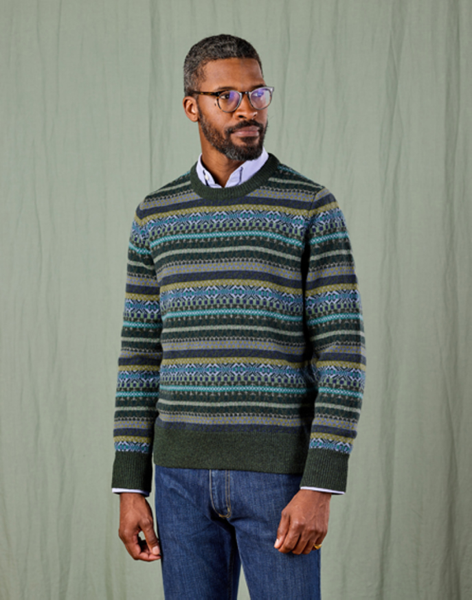 Fair Isle Crew Neck - Green