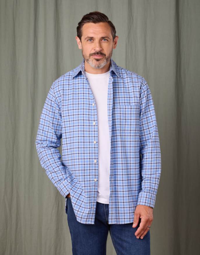 Brushed Cotton Check Shirt - Blue/Navy