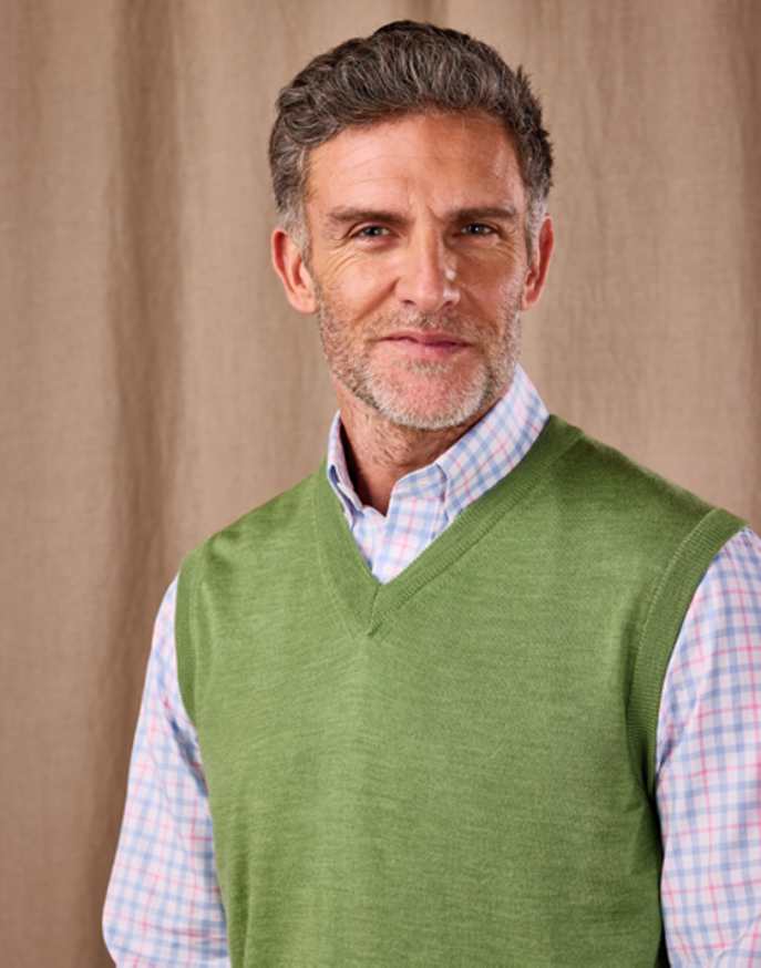 Merino Sleeveless Jumper - Green