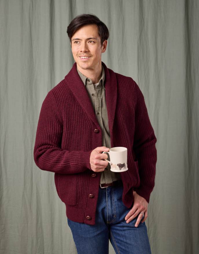 Whitby Shawl Collar Cardigan - Burgundy