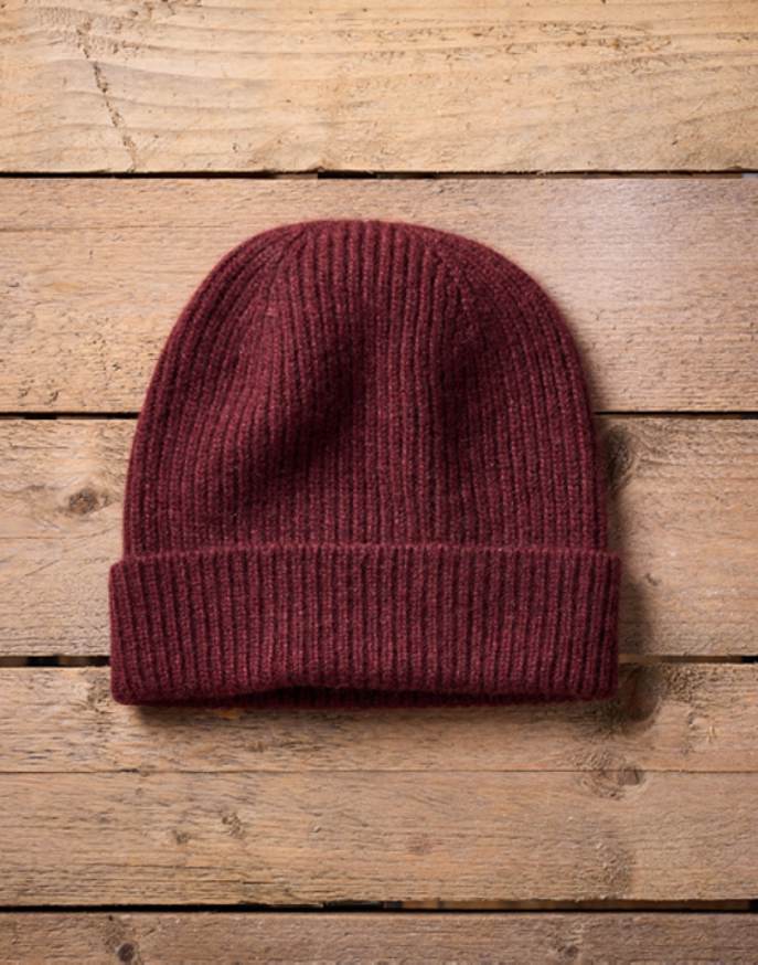 Cashmere Beanie Hat - Wine
