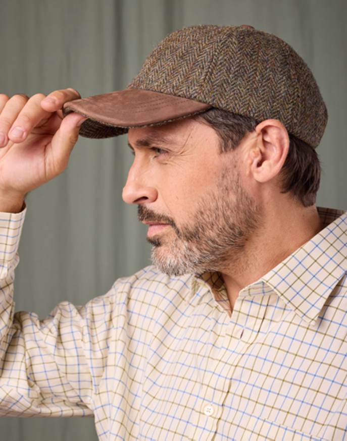 Peak Cap - Green/Brown Tweed