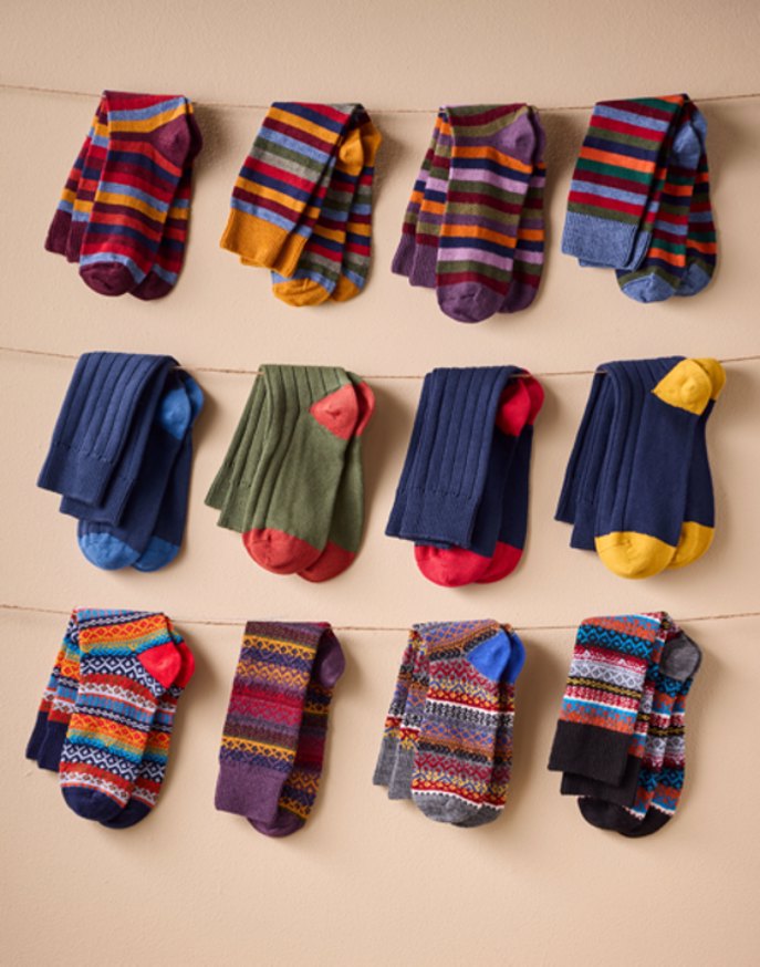 Heel & Toe Cotton Socks - Olive/Orange