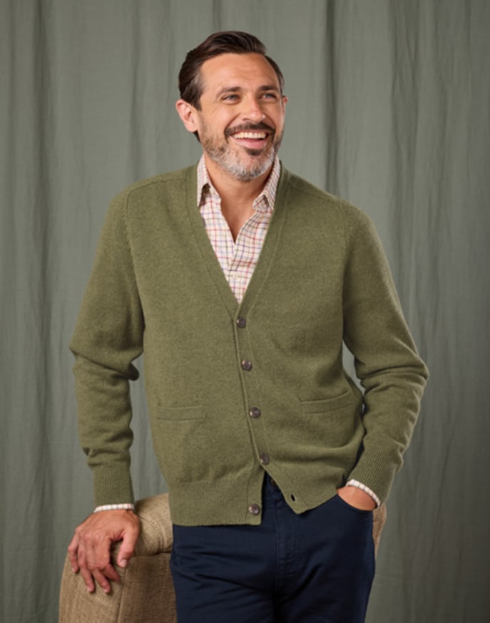 Lambswool Cardigan - Light Olive