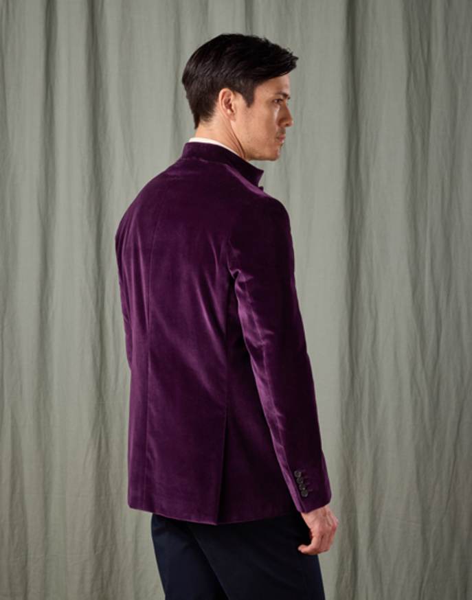 Velvet Nehru Jacket - Purple