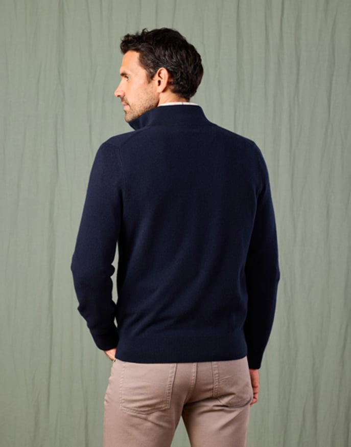 Cashmere Half Zip Jumper - Navy