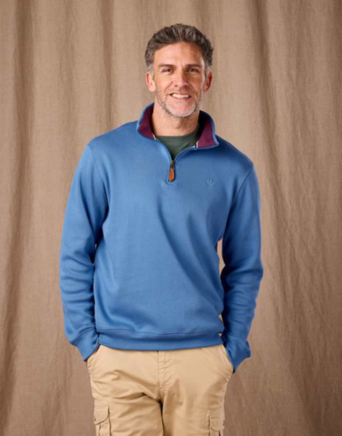 Half Zip Jersey Sweatshirt - Blue