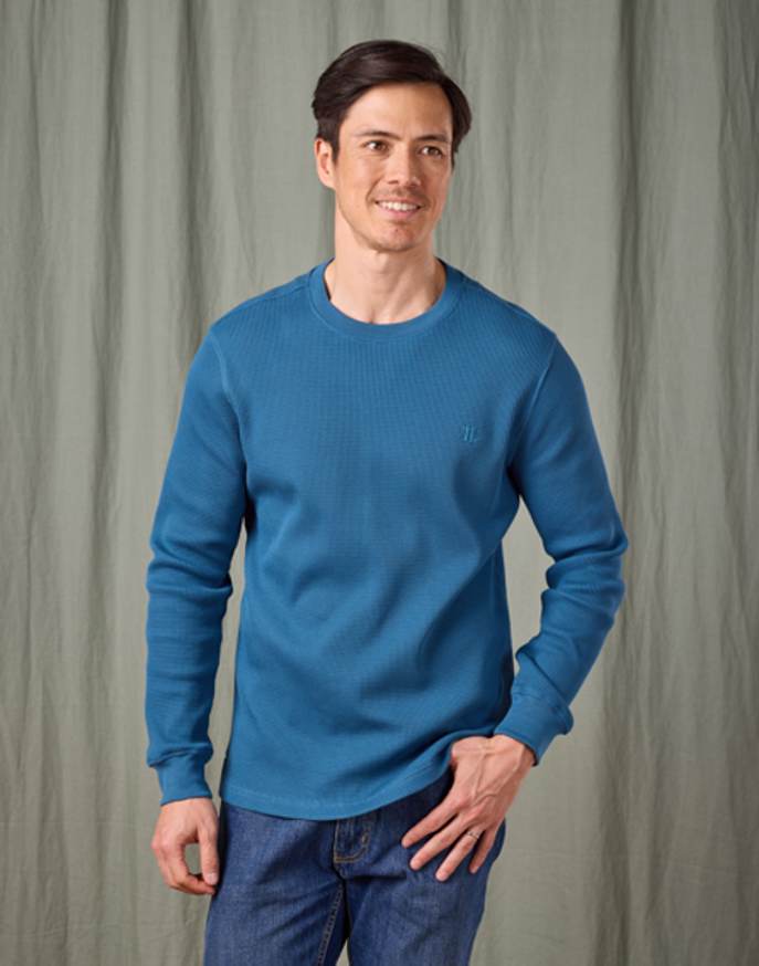 Long Sleeve Waffle T Shirt - Teal