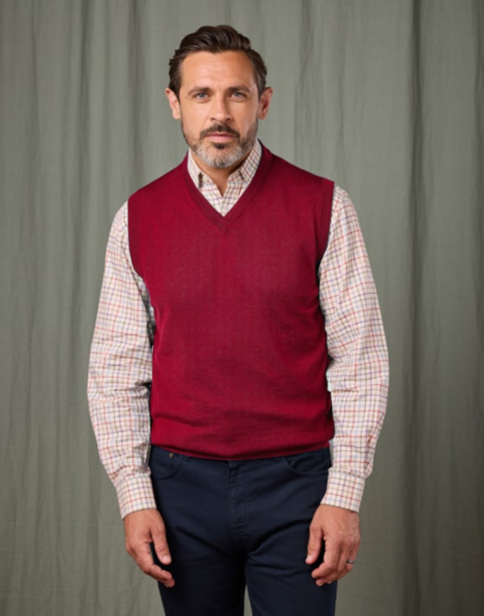 Merino Sleeveless Jumper - Burgundy