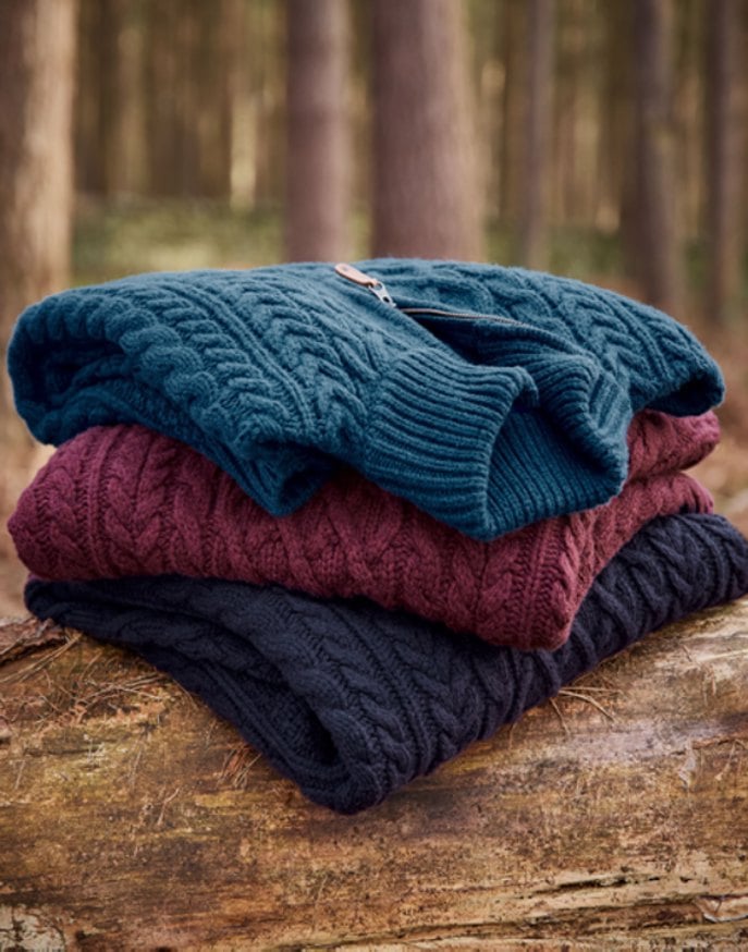 Aran Half Zip Jumper - Teal