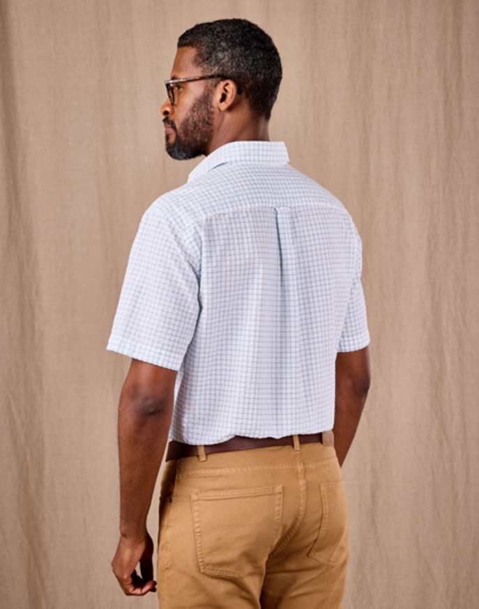 Seersucker Shirt Short Sleeve - Aqua Check