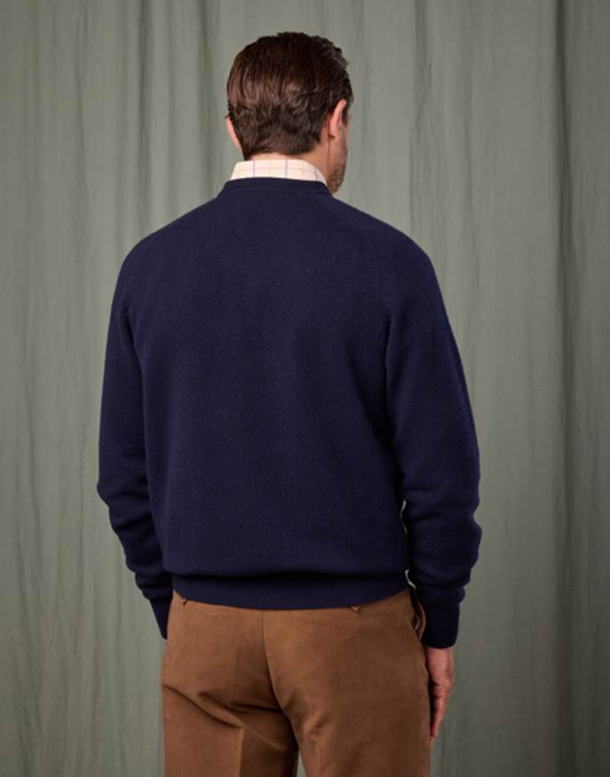 Lambswool V Neck Jumper - Navy