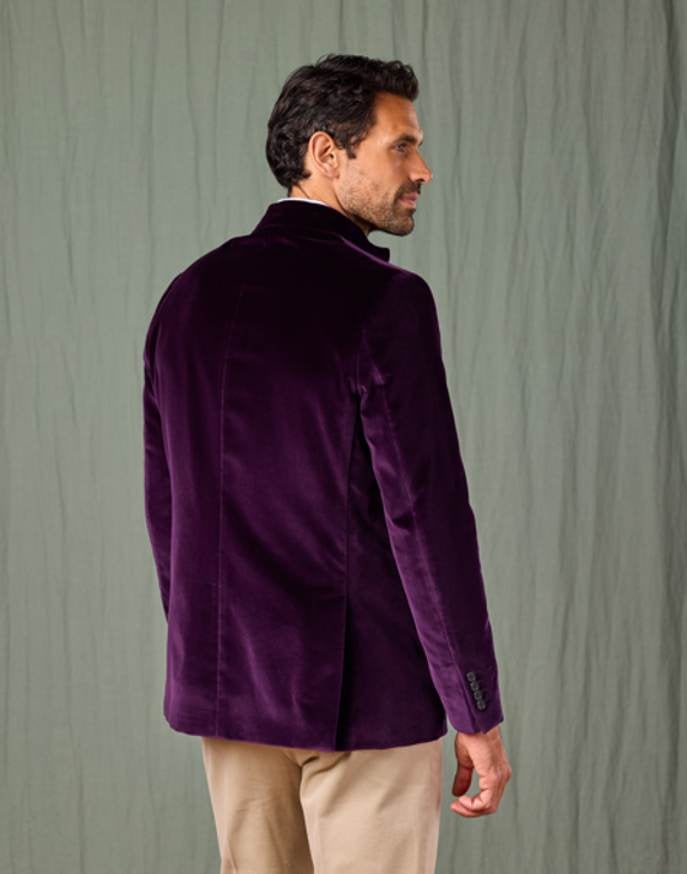 Velvet Nehru Jacket - Purple