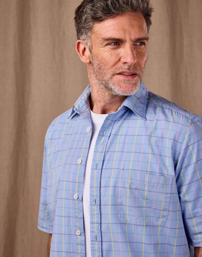 Summer Check Shirt Short Sleeve - Blue Check