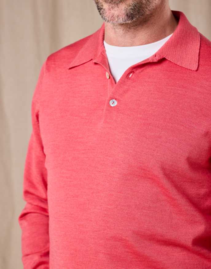 Merino Polo Collar Jumper - Coral