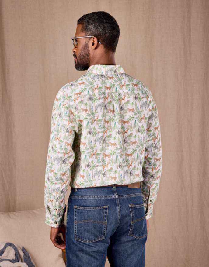 Linen Shirt Long Sleeve - Safari Print