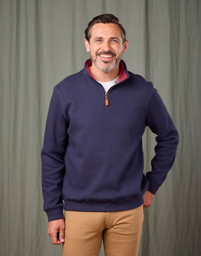 Half Zip Jersey Sweatshirt - Navy