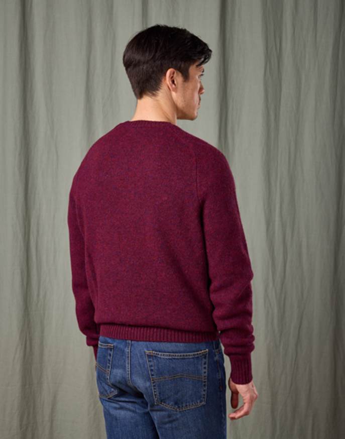 Shetland Crew Neck Jumper - Damson