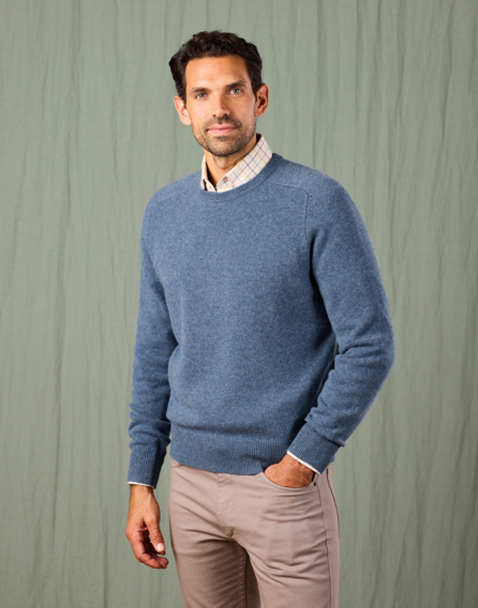 Lambswool Crew Neck Jumper - Blue