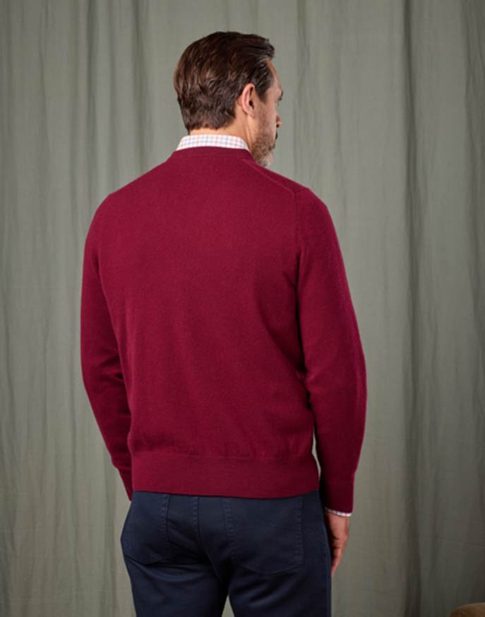 Cashmere V Neck Jumper - Burgundy