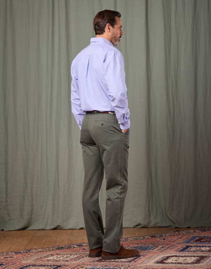 Flat Front Chino Trousers - Forest
