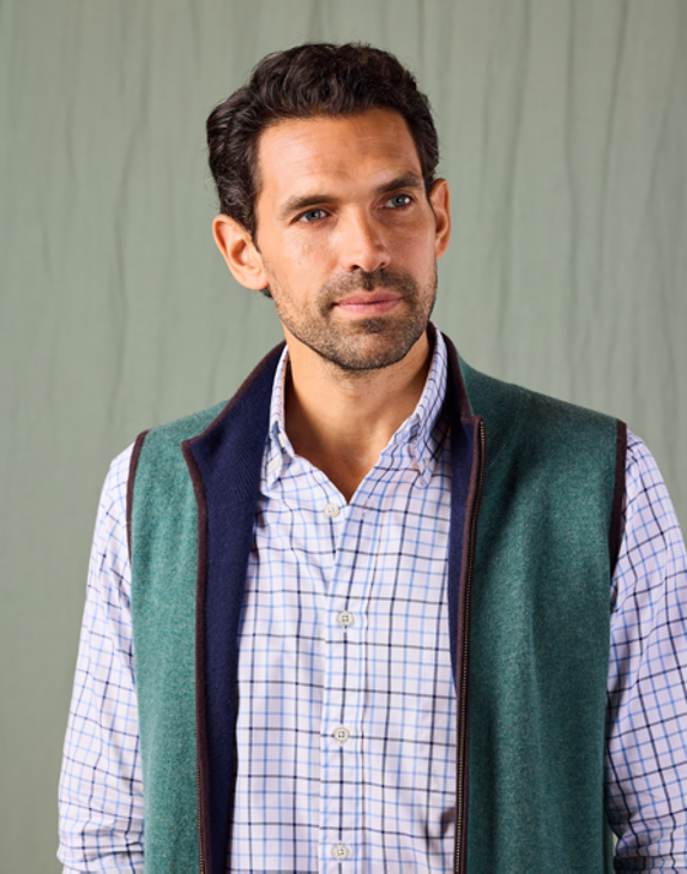 Reversible Merino Gilet - Navy/Green