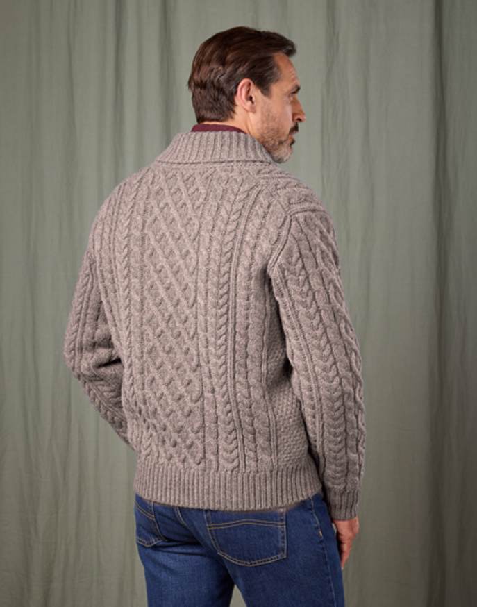 Aran Shawl Collar Jumper - Cobble