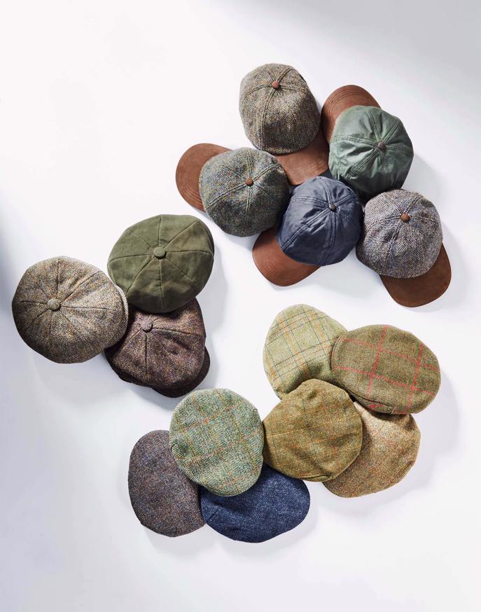 Harris Tweed Flat Cap - Brown/Red (Waterproof)
