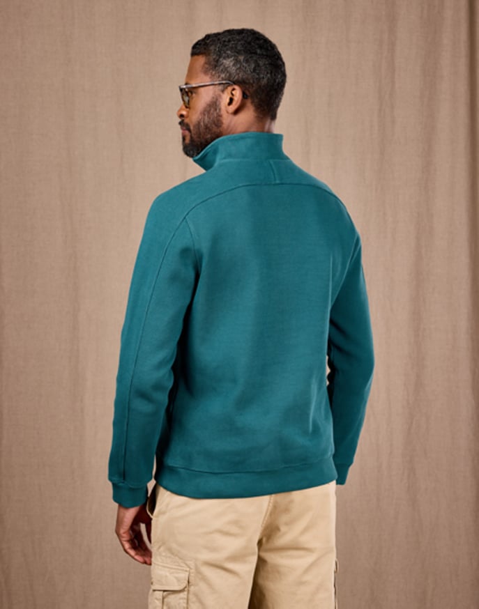 Half Zip Waffle Sweatshirt - Teal