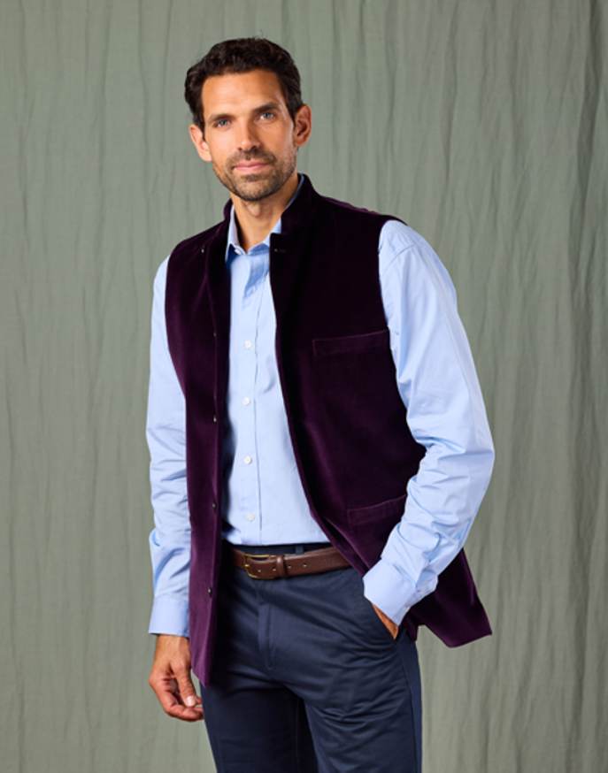 Velvet Nehru Gilet - Purple
