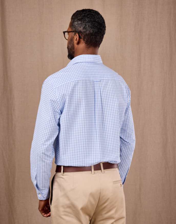 Seersucker Shirt Long Sleeve - Blue Gingham