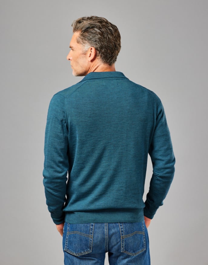 Merino Polo Collar Jumper - Teal