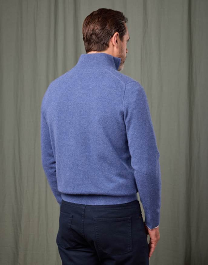 Lambswool Half Zip Jumper - Blue