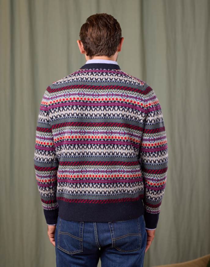 Fair Isle Crew Neck Jumper - Blue/Red