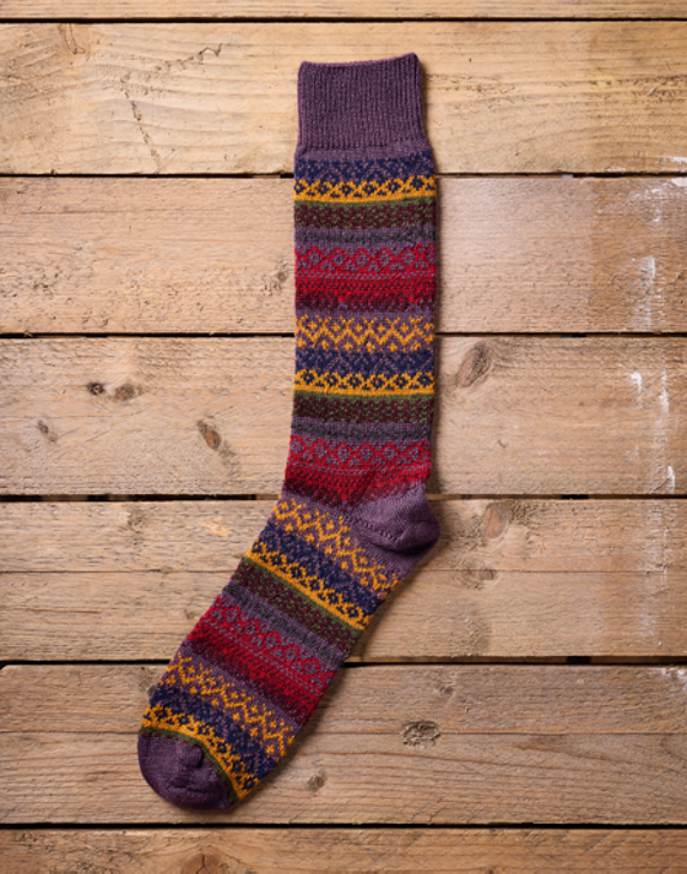 Fair Isle Socks - Purple