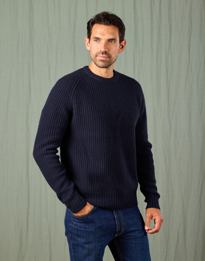 Whitby Rib Crew Neck Jumper - Navy