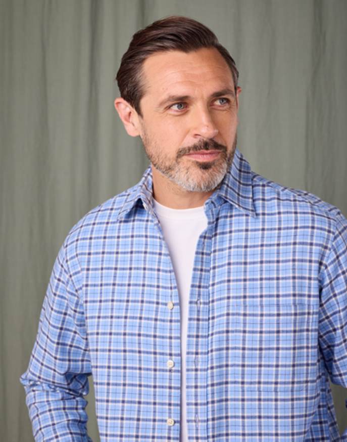 Brushed Cotton Check Shirt - Blue/Navy