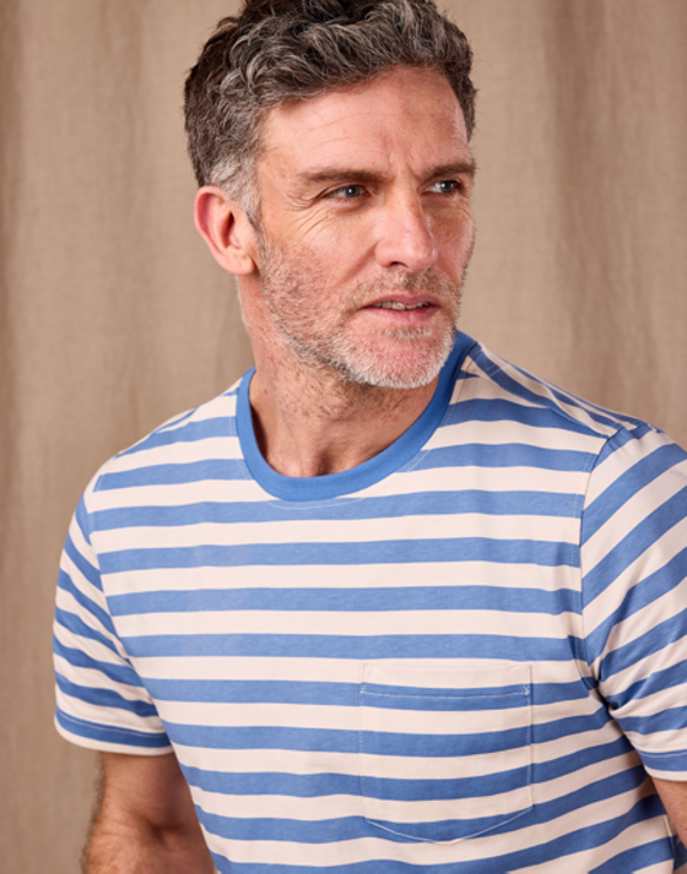 Printed Stripe T Shirt - Blue