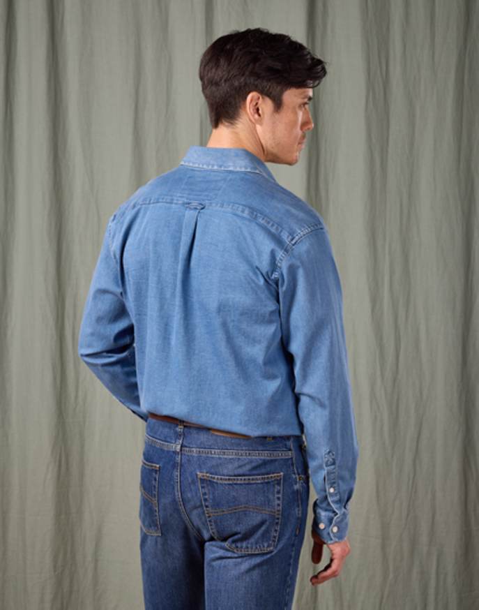 blue dress shirt with blue jeans Joseph Turner Denim this mid blue denim hair-hair-care-and-styling-styling-products Vincent Ladies 6701L | Color:As pictured (Ivory)