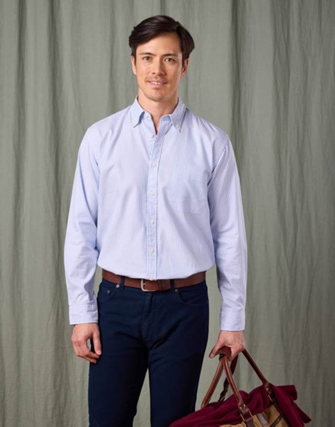 Button Down Oxford Shirt - Blue Stripe
