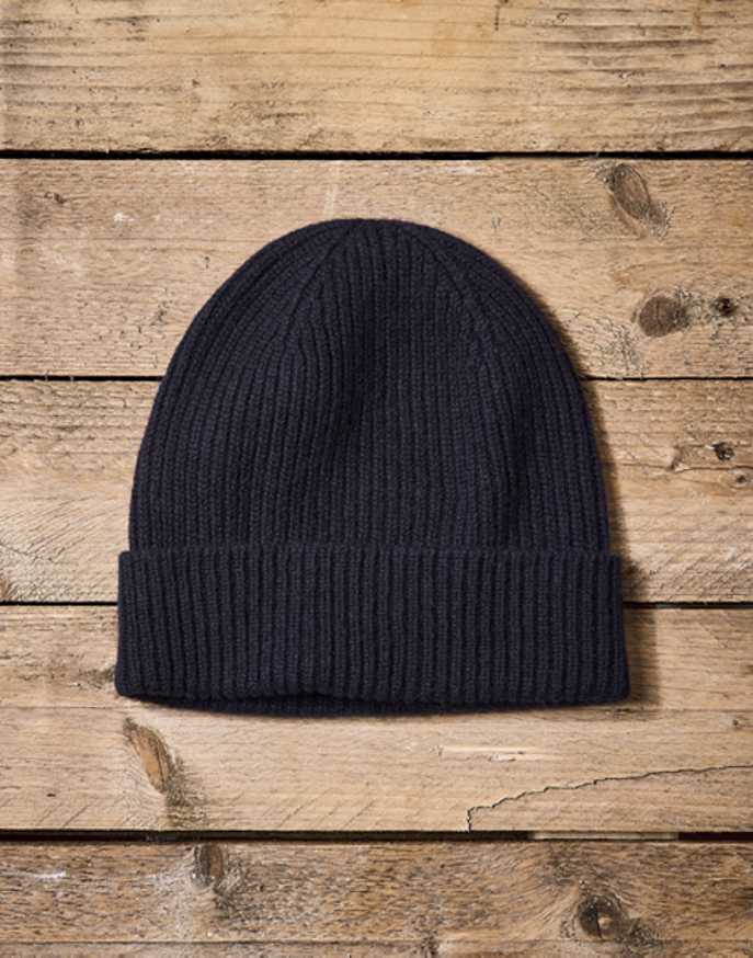 Cashmere Beanie Hat - Navy