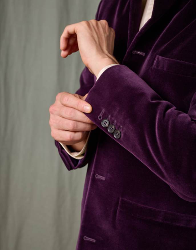 Velvet Nehru Jacket - Purple